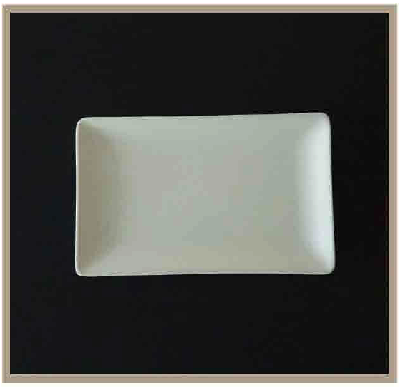 Assiette rectangulaire blanche disponible à la location à Lyon et aux alentours
