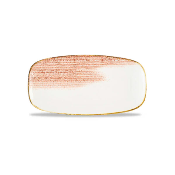 Assiette rectangulaire de couleur corail disponible à la location pour vos événements proche de Lyon